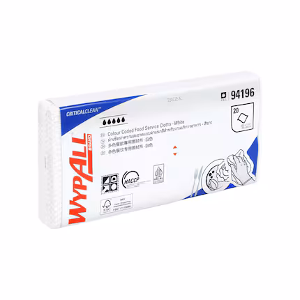 WypAll Colour Coded 94196 Food Service Cloths - White
